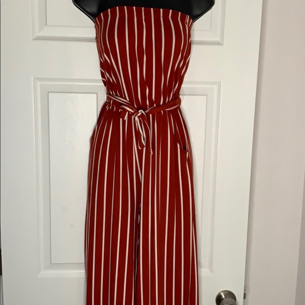 Red stripe jumpsuit